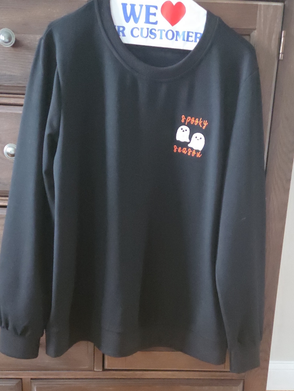 Womens BJ's Black "Spooky Season" Ghost Sweatshirt Large